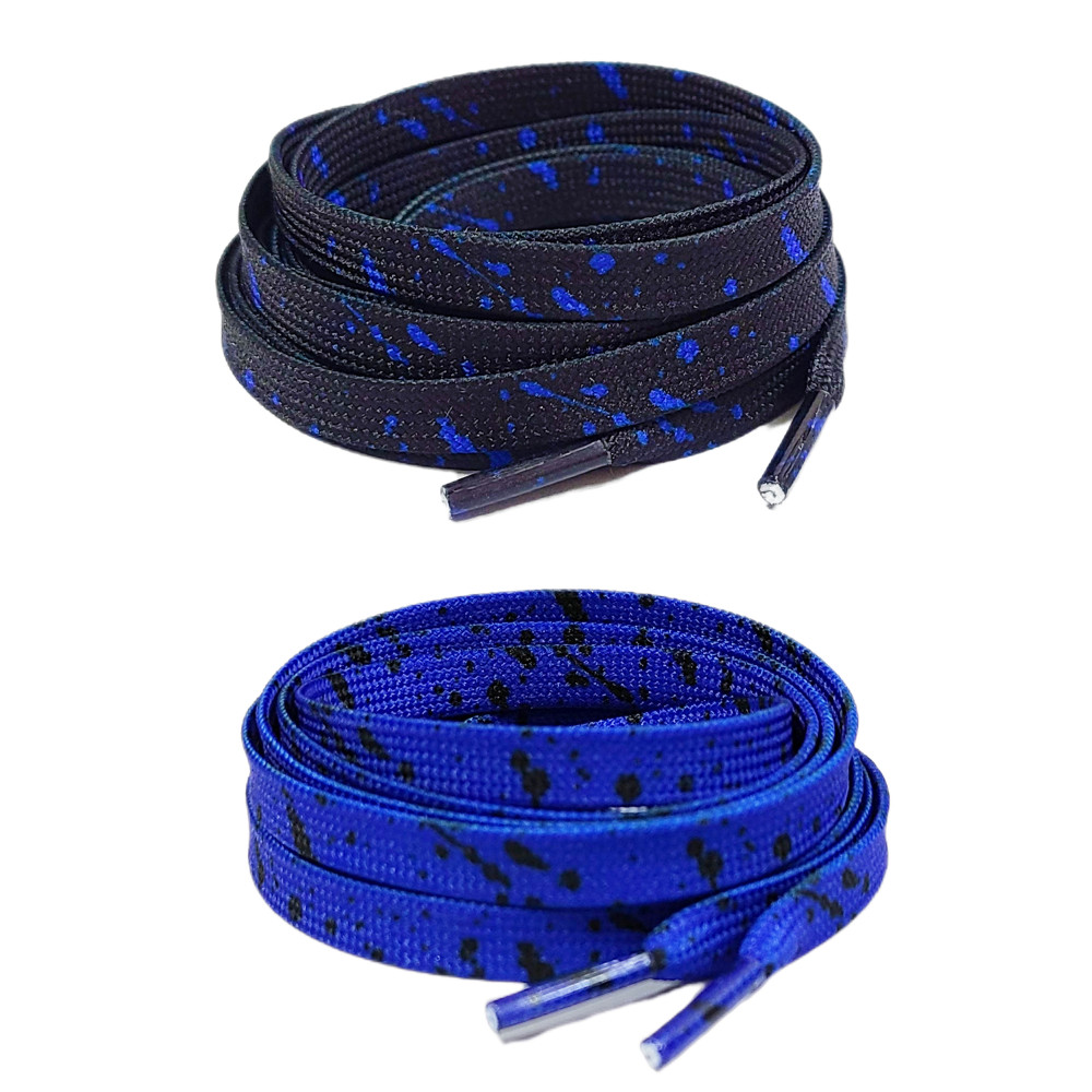 Black Blue Cement Flat Shoelaces